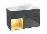 Villeroy und Boch Finion Waschtischunterschrank FA11HFHG 100cm, Abdeckplatte white matt, Regale Gold matt lacquer, Midnight Blue Matt Lacquer