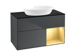 Villeroy und Boch Finion Waschtischunterschrank FA22HFHG 100cm, Abdeckplatte black matt, Regale Gold matt lacquer, Midnight Blue Matt Lacquer