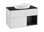 Villeroy und Boch Finion Waschtischunterschrank FA22PDMT 100cm, Abdeckplatte black matt, Regale Black matt lacquer, White matt lacquer