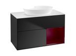Villeroy und Boch Finion Waschtischunterschrank FA21HBPD 100cm, Abdeckplatte white matt, Regale Peony matt lacquer, Black matt lacquer