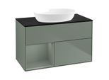 Villeroy und Boch Finion Waschtischunterschrank GA12GMGM 100cm, Abdeckplatte black matt, Emotion, Regale Olive matt lacquer, Olive Matt Lacquer