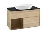 Villeroy und Boch Finion Waschtischunterschrank GA12GNPC 100cm, Abdeckplatte black matt, Emotion, Regale Walnut Veneer, Oak Veneer