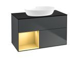 Villeroy und Boch Finion Waschtischunterschrank GA12HFHG 100cm, Abdeckplatte black matt, Emotion, Regale Gold matt lacquer, Midnight Blue Matt Lacquer