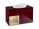 Villeroy und Boch Finion Waschtischunterschrank GA12PCHB 100cm, Abdeckplatte black matt, Emotion, Regale Oak Veneer, Peony Matt