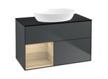 Villeroy und Boch Finion Waschtischunterschrank GA12PCHG 100cm, Abdeckplatte black matt, Emotion, Regale Oak Veneer, Midnight Blue Matt Lacquer