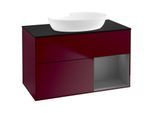 Villeroy und Boch Finion Waschtischunterschrank GA22GKHB 100cm, Abdeckplatte black matt, Emotion, Regale Anthracite matt lacquer, Peony Matt