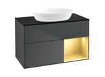 Villeroy und Boch Finion Waschtischunterschrank GA22HFHG 100cm, Abdeckplatte black matt, Emotion, Regale Gold matt lacquer, Midnight Blue Matt Lacquer