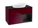 Villeroy und Boch Finion Waschtischunterschrank GA22PDHB 100cm, Abdeckplatte black matt, Emotion, Regale Black matt lacquer, Peony Matt
