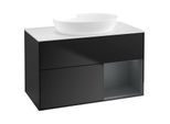 Villeroy und Boch Finion Waschtischunterschrank GA21HGPD 100cm, Abdeckplatte white matt, Emotion, Regale Midnight matt lacquer, Black matt lacquer