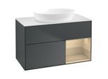 Villeroy und Boch Finion Waschtischunterschrank GA21PCHG 100cm, Abdeckplatte white matt, Emotion, Regale Oak Veneer, Midnight Blue Matt Lacquer