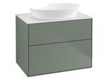 Villeroy und Boch Finion Waschtischunterschrank G99100GM 80x60,3cm, Emotion, Abdeckplatte white matt, Olive Matt Lacquer