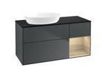 Villeroy und Boch Finion Waschtischunterschrank GA52PCHG 120cm, Abdeckplatte black matt, Emotion, Regale Oak Veneer, Midnight Blue Matt Lacquer