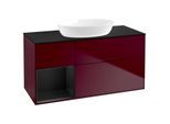 Villeroy und Boch Finion Waschtischunterschrank FA62PDHB 120cm, Abdeckplatte black matt, Regale Black matt lacquer, Peony Matt