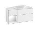 Villeroy und Boch Finion Waschtischunterschrank FA61GFGF 120cm, Abdeckplatte white matt, Regale Glossy white lacquer, Glossy white lacquer