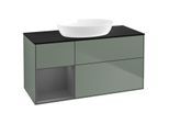 Villeroy und Boch Finion Waschtischunterschrank FA62GKGM 120cm, Abdeckplatte black matt, Regale Anthracite matt lacquer, Olive Matt Lacquer