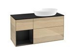 Villeroy und Boch Finion Waschtischunterschrank FA42PDPC 120cm, Abdeckplatte black matt, Regale Black matt lacquer, Oak Veneer