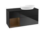 Villeroy und Boch Finion Waschtischunterschrank FA42GNPD 120cm, Abdeckplatte black matt, Regale Walnut Veneer, Black matt lacquer