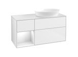 Villeroy und Boch Finion Waschtischunterschrank FA41GFGF 120cm, Abdeckplatte white matt, Regale Glossy white lacquer, Glossy white lacquer
