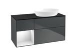 Villeroy und Boch Finion Waschtischunterschrank GA42MTHG 120cm, Abdeckplatte black matt, Emotion, Regale White matt lacquer, Midnight Blue Matt Lacquer