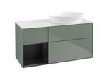 Villeroy und Boch Finion Waschtischunterschrank FA41PDGM 120cm, Abdeckplatte white matt, Regale Black matt lacquer, Olive Matt Lacquer