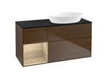 Villeroy und Boch Finion Waschtischunterschrank GA42PCGN 120cm, Abdeckplatte black matt, Emotion, Regale Oak Veneer, Walnut veneer