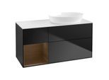Villeroy und Boch Finion Waschtischunterschrank GA41GNPD 120cm, Abdeckplatte white matt, Emotion, Regale Walnut Veneer, Black matt lacquer
