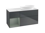 Villeroy und Boch Finion Waschtischunterschrank GA41GMHG 120cm, Abdeckplatte white matt, Emotion, Regale Olive matt lacquer, Midnight Blue Matt Lacquer