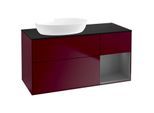 Villeroy und Boch Finion Waschtischunterschrank FA52GKHB 120cm, Abdeckplatte black matt, Regale Anthracite matt lacquer, Peony Matt