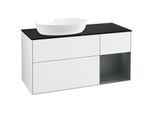 Villeroy und Boch Finion Waschtischunterschrank FA52HGGF 120cm, Abdeckplatte black matt, Regale Midnight matt lacquer, Glossy white lacquer