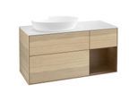 Villeroy und Boch Finion Waschtischunterschrank FA51GNPC 120cm, Abdeckplatte white matt, Regale Walnut Veneer, Oak Veneer