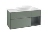 Villeroy und Boch Finion Waschtischunterschrank GA71HGGM 120cm, Abdeckplatte white matt, Emotion, Regale Midnight matt lacquer, Olive Matt Lacquer