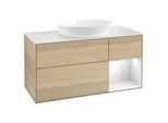 Villeroy und Boch Finion Waschtischunterschrank GA71GFPC 120cm, Abdeckplatte white matt, Emotion, Regale Glossy white lacquer, Oak Veneer