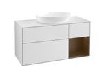 Villeroy und Boch Finion Waschtischunterschrank FA71GNMT 120cm, Abdeckplatte white matt, Regale Walnut Veneer, White matt lacquer