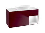 Villeroy und Boch Finion Waschtischunterschrank FA71MTHB 120cm, Abdeckplatte white matt, Regale White matt lacquer, Peony Matt