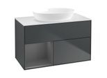 Villeroy und Boch Finion Waschtischunterschrank FA11GKHG 100cm, Abdeckplatte white matt, Regale Anthracite matt lacquer, Midnight Blue Matt Lacquer