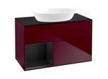 Villeroy und Boch Finion Waschtischunterschrank FA12PDHB 100cm, Abdeckplatte black matt, Regale Black matt lacquer, Peony Matt