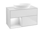 Villeroy und Boch Finion Waschtischunterschrank FA11MTMT 100cm, Abdeckplatte white matt, Regale White matt lacquer, White matt lacquer