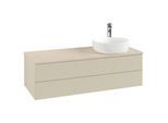 Villeroy und Boch Antao Waschtisch-Unterschrank K23153HJ 120x36x50cm, Hahnloch, Waschbeckenplattenfarbe botticino, silk grey matt lacquer