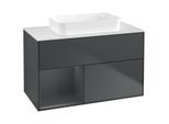 Villeroy und Boch Finion Waschtischunterschrank F651HGHG 100x60,3x50,1cm, Regal links Midnight Blue Matt Lacquer, Midnight Blue Matt Lacquer
