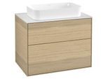 Villeroy und Boch Finion Waschtischunterschrank G63100PC 80x60,3x50,1mm, Wandbeleuchtung, Glass White Matt, Oak Veneer