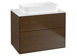Villeroy und Boch Finion Waschtischunterschrank F63100GN 80x60,3x50,1mm, Glass White Matt, Walnut veneer
