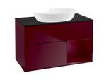 Villeroy und Boch Finion Waschtischunterschrank FA22HBHB 100cm, Abdeckplatte black matt, Regale Peony matt lacquer, Peony Matt