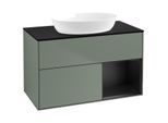 Villeroy und Boch Finion Waschtischunterschrank FA22PDGM 100cm, Abdeckplatte black matt, Regale Black matt lacquer, Olive Matt Lacquer