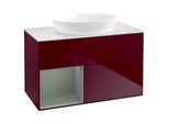 Villeroy und Boch Finion Waschtischunterschrank GA11GMHB 100cm, Abdeckplatte white matt, Emotion, Regale Olive matt lacquer, Peony Matt