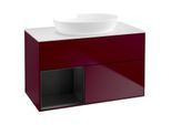 Villeroy und Boch Finion Waschtischunterschrank GA11PDHB 100cm, Abdeckplatte white matt, Emotion, Regale Black matt lacquer, Peony Matt