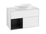 Villeroy und Boch Finion Waschtischunterschrank GA11PDGF 100cm, Abdeckplatte white matt, Emotion, Regale Black matt lacquer, Glossy white lacquer