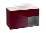 Villeroy und Boch Finion Waschtischunterschrank FA21GKHB 100cm, Abdeckplatte white matt, Regale Anthracite matt lacquer, Peony Matt