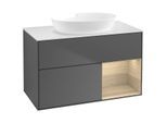 Villeroy und Boch Finion Waschtischunterschrank FA21PCGK 100cm, Abdeckplatte white matt, Regale Oak Veneer, Anthracite matt