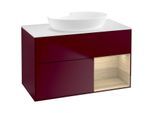 Villeroy und Boch Finion Waschtischunterschrank FA21PCHB 100cm, Abdeckplatte white matt, Regale Oak Veneer, Peony Matt