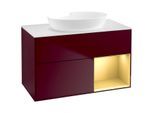 Villeroy und Boch Finion Waschtischunterschrank FA21HFHB 100cm, Abdeckplatte white matt, Regale Gold matt lacquer, Peony Matt